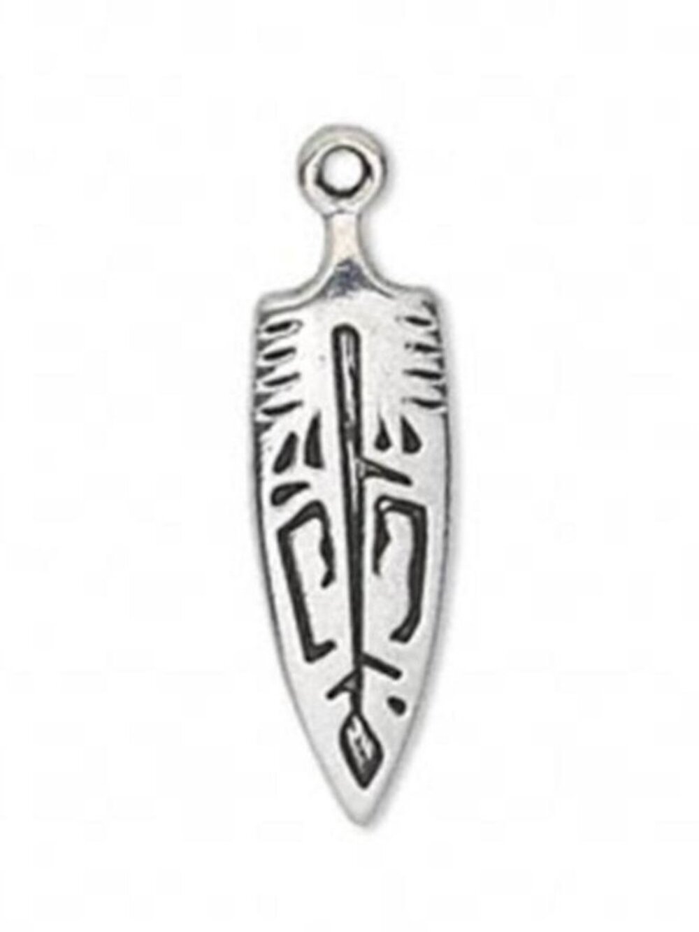 2 Carved Tribal Native Arrowhead Antiqued Silver Pewter 29x9mm Pendants Charms